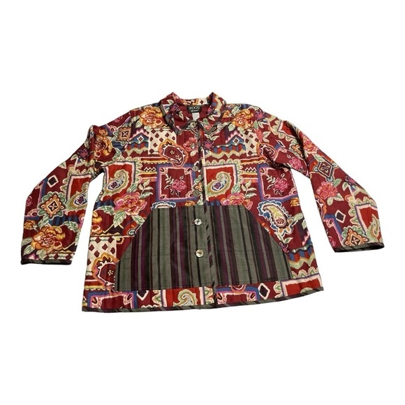 Koos of Course Double sided Blazer Jacket Silk Floral Paisley Quilted and lined - Picture 8 of 9